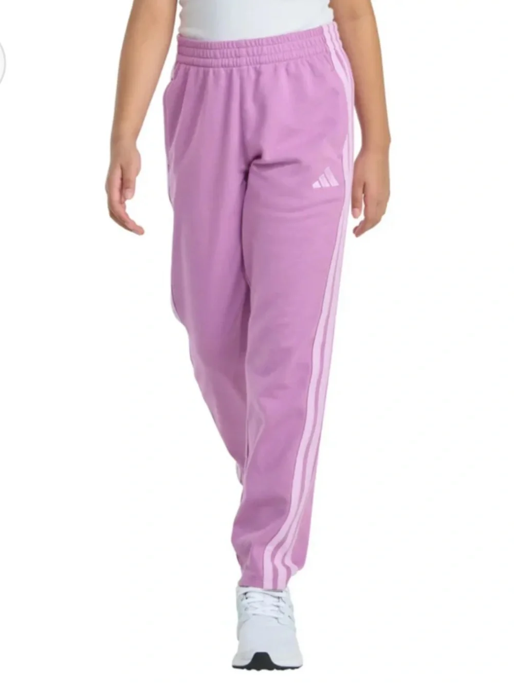adidas Kids Lavender Pink Joggers with light pink Three Stripes - Picture 1 of 5